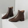 Retro Brown Chelsea Boots Pointed Short Boots Women's Spring and Autumn Single Boots Thick Heel Skinny Boots Middle Heel Martin Boots and Ankle Boots