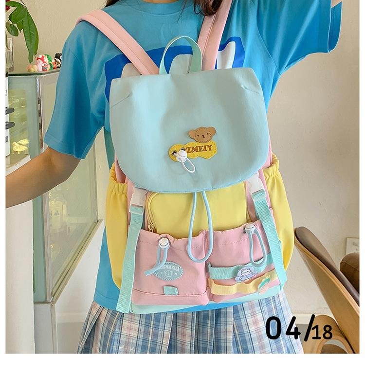 

New student schoolbag American retro Spice Girls summer thin literary and versatile street color matching campus backpack синий