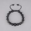 Koai Pixiu Carved Obsidian CZ Diamond Power Stone Bracelet for Good Luck and Adjustable Prayer Beads Evil, Length, Men's