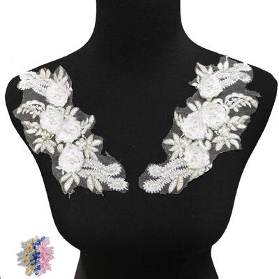 Fiore di Pizzo di Perline Tridimensionale Ricamo su Rete Accessori Decorativi Fai da Te Abito Abiti da Spettacolo Accessori Decorativi Accessori