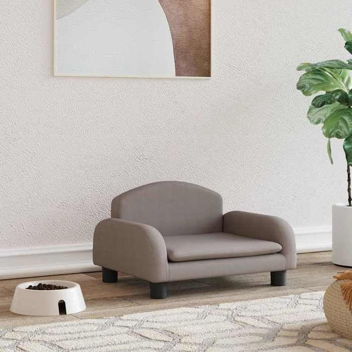 VidaXL Lit pour Chien, Canapé pour Animaux de Compagnie avec Cadre en Bois, Panier pour Chiots Maison Intérieur, Taupe 171974