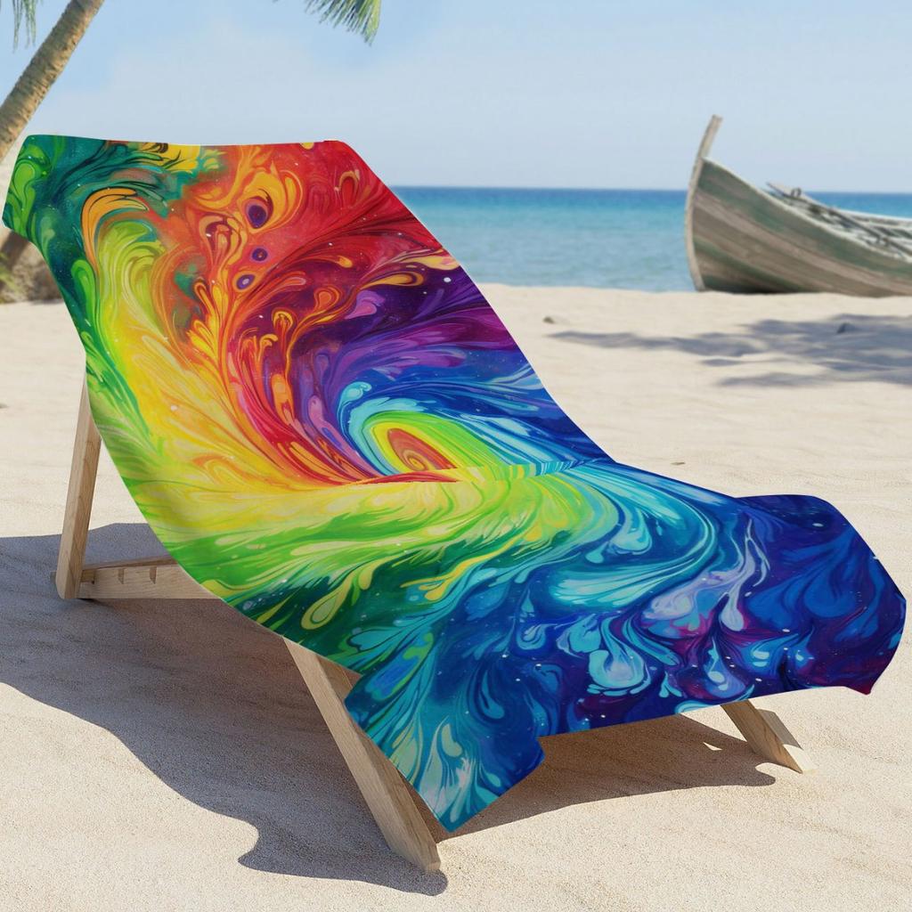 Creative Painting digital-printed polyester Superfine fiber double-sided fleece Beach vacation bath towel, beach towel