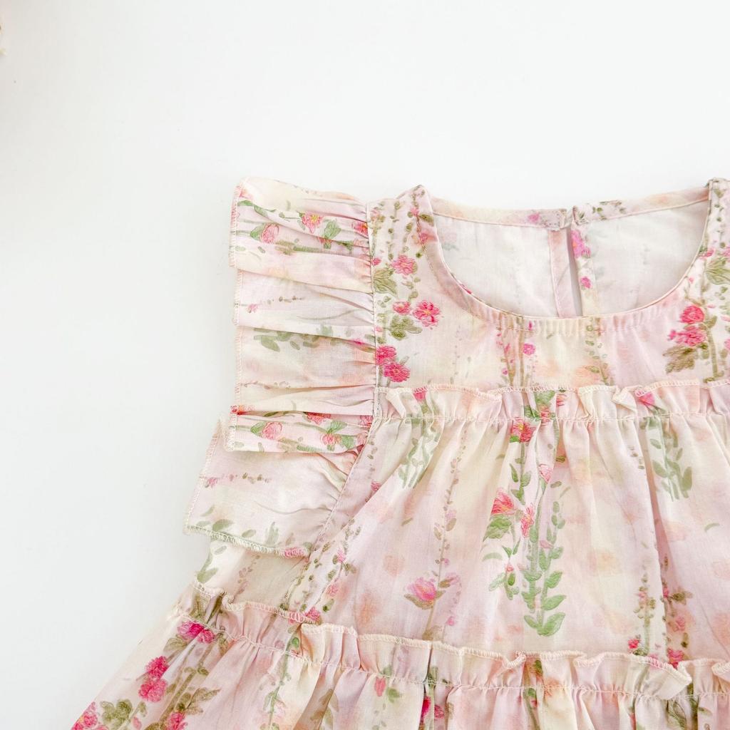 Summer Girls Floral Ruffle Cap Sleeve Top And Sweet Shorts Set Stylish Two Piece Outfit For Kids
