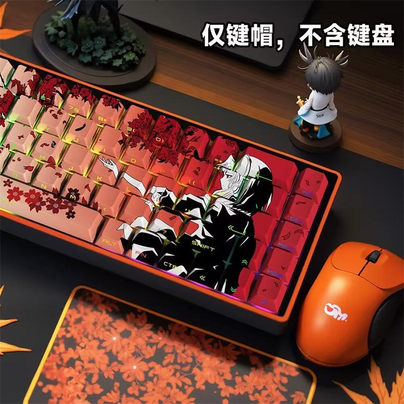 Teclado Mecánico Gamer Teclado de Teclas PBT Cherry Raven Sakura Anime 129 Teclas Impresión Lateral Retroiluminado RGB Gradiente Chica Magnético Interruptor Mx
