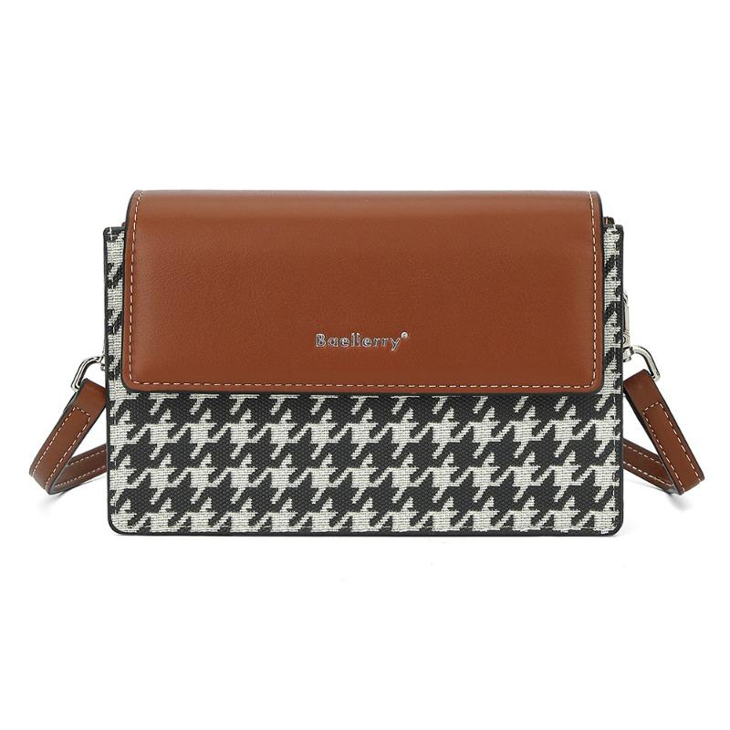 

Женский кошелек модный тысяча птиц клетка сочетание цветов одно плечо диагональный многофункциональная сумка для мобильного телефона кроссбоди коричневый