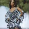 2024 European & American Women's Solid Color Mesh Long Sleeve Tie-Back Open Back Slim Short Dress