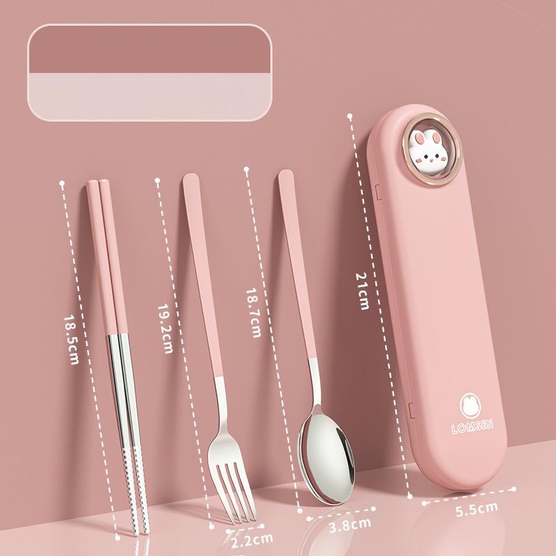 304 Stainless Steel Chopsticks Spoon Fork Sets Korean Style Cutlery With Portable Box