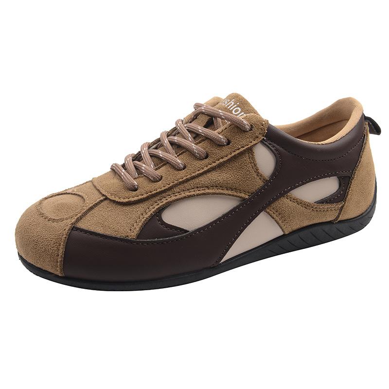 

Retro contrasting color splicing flat bottom women s new versatile, comfortable and light leisure sports 40 хаки