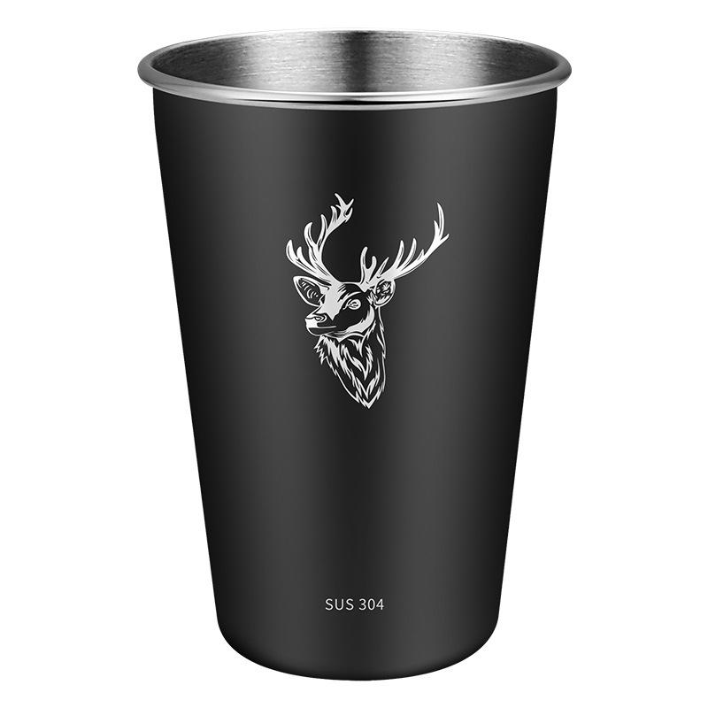 Tasse à bière en métal acier inoxydable Élan de Noël Boisson froide 400/500 ml Gobelet à café Tasses à thé Lait Maison pour le camping Cadeau