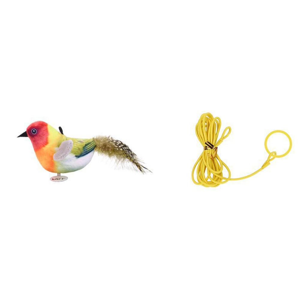 Interactive Cat Toy Set with Electronic Chirping Bird Sound Catnip Cat Feathered Brid for Indoor Cats Exercise Playset