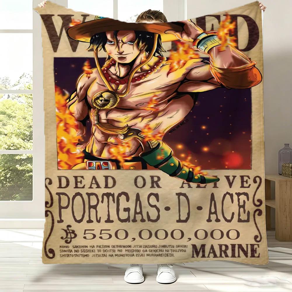O-One P-Piece Sun God Wanted Luffy Anime Roger Flannel Blanket Soft Throw Blanket Art For Home Decor Bed Sofa Picnic Fans Gifts