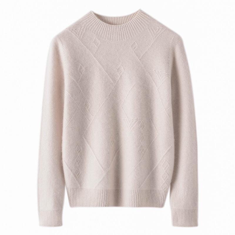 Diamond Cashmere Half-Zip Sweater - Autumn/Winter Collection, Multiple Colors, Women's Pure Knit Style