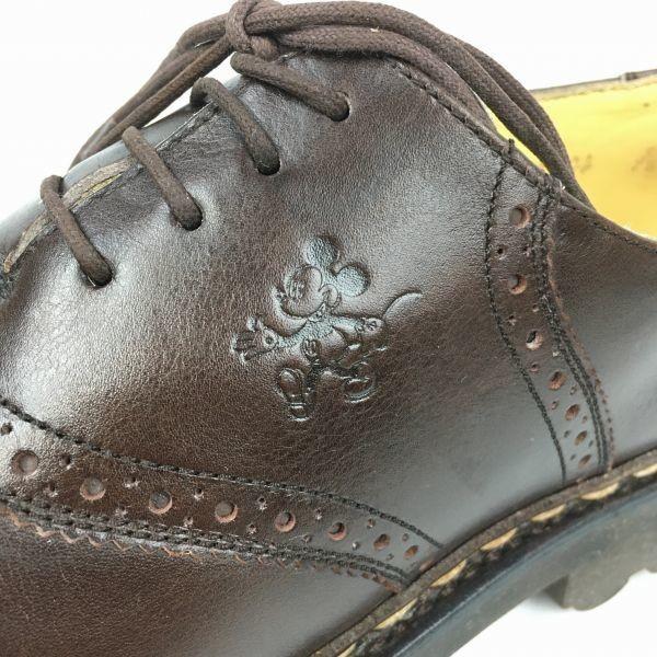 Disney Collab Donaldson Handmade Leather Saddle Shoes Mickey Print Size 24.0 Brown(USED)
