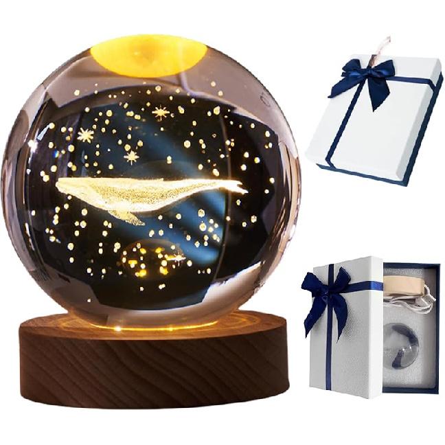 Happyhaves Calming Stellar Spheres - The Galaxy, Saturn and The Moon 3D Sphere Light and Lamp