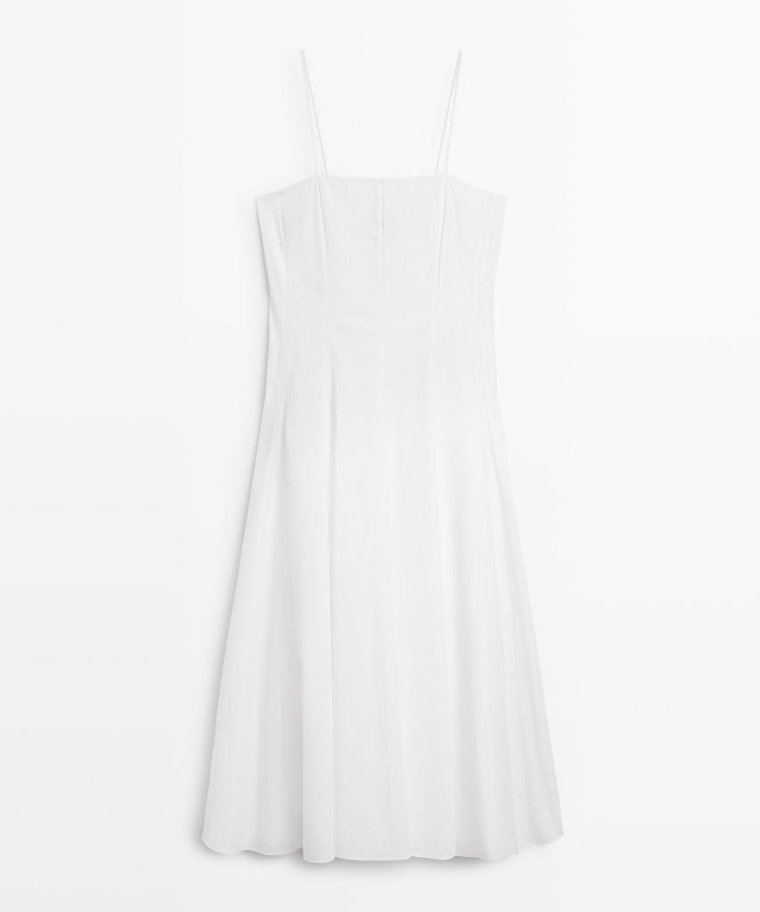 Masimodutti Cotton Poplin Strap Midi Dress