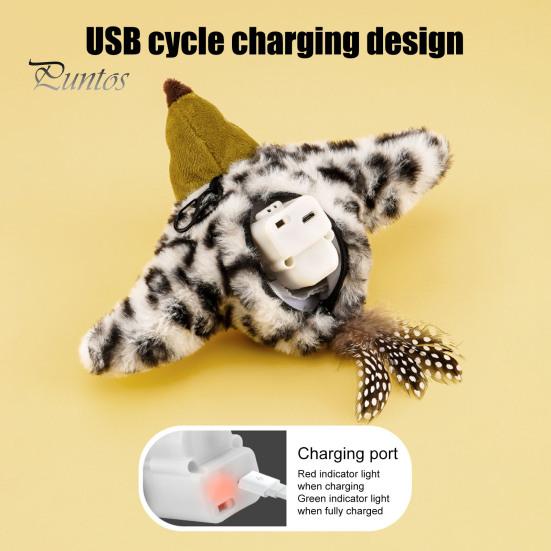 Realistic Chirping Bird Cat Toy Flapping Rechargeable Chasing Interactive Play Plush Flying for Indoor Cats Active Exercise Hunting Instincts