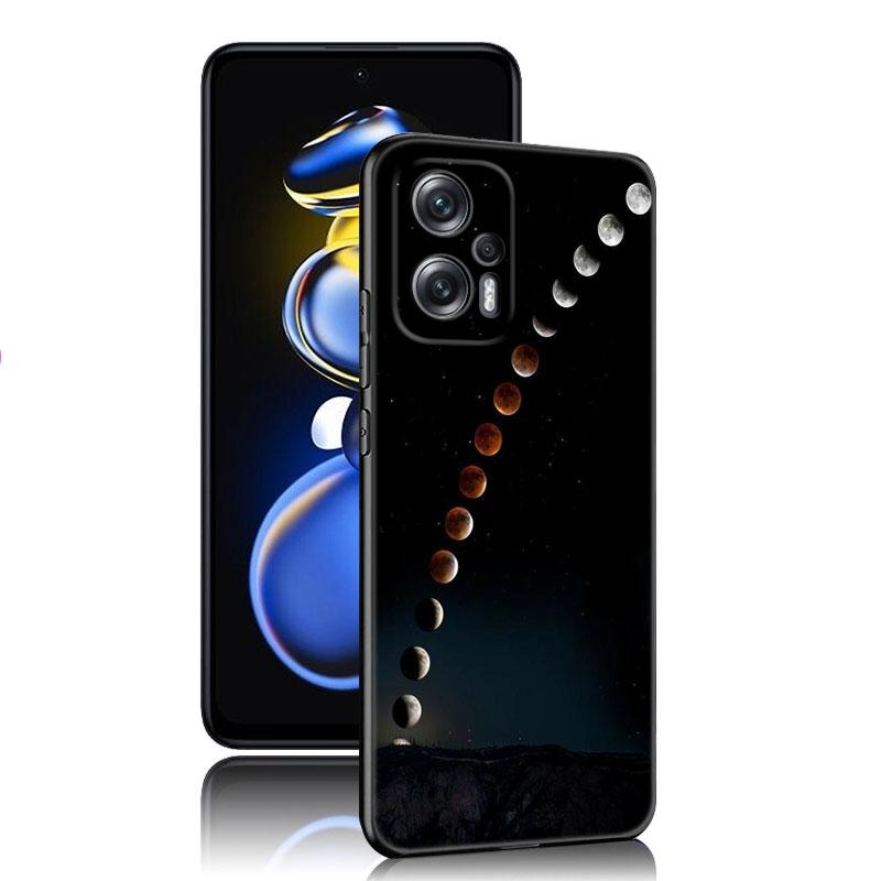 Moon Stars Space Astronaut Black Silicone Phone Case For Xiaomi POCO X3 X4 NFC F3 F4 GT F5 M3 M4 M6 X5 X6 Pro 5G C55 C65 M5