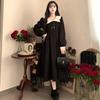 Large Size Women's Clothing Autumn and Winter French Dress Dress, Fat Sister Age Reduction College Style Waist a Word Medium and Long Skirt Tide