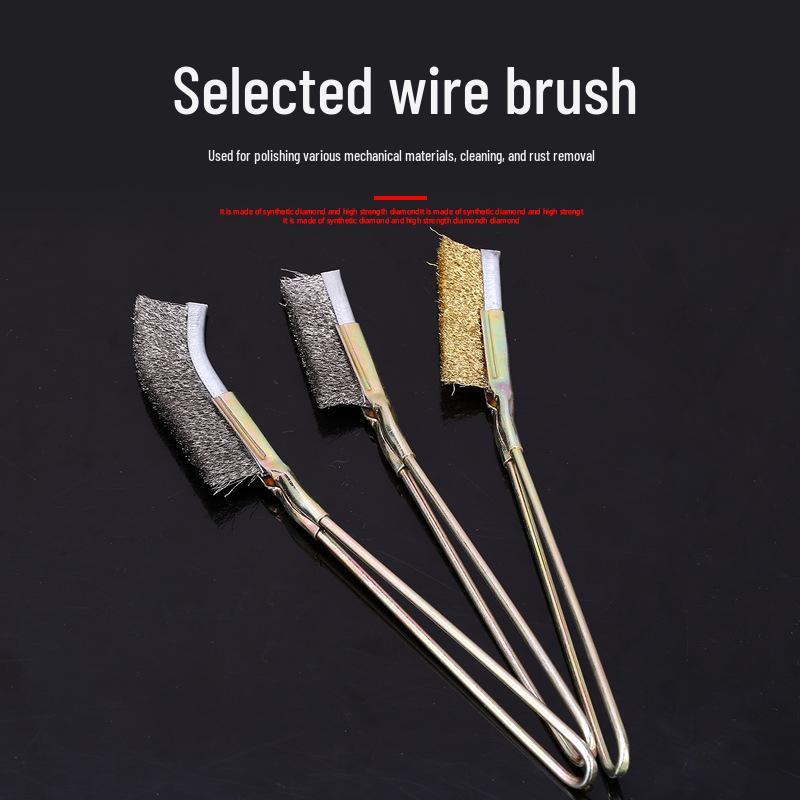 Industrial Stainless Steel & Copper Wire Brush with Handle for Grill Polishing and Rust Removal