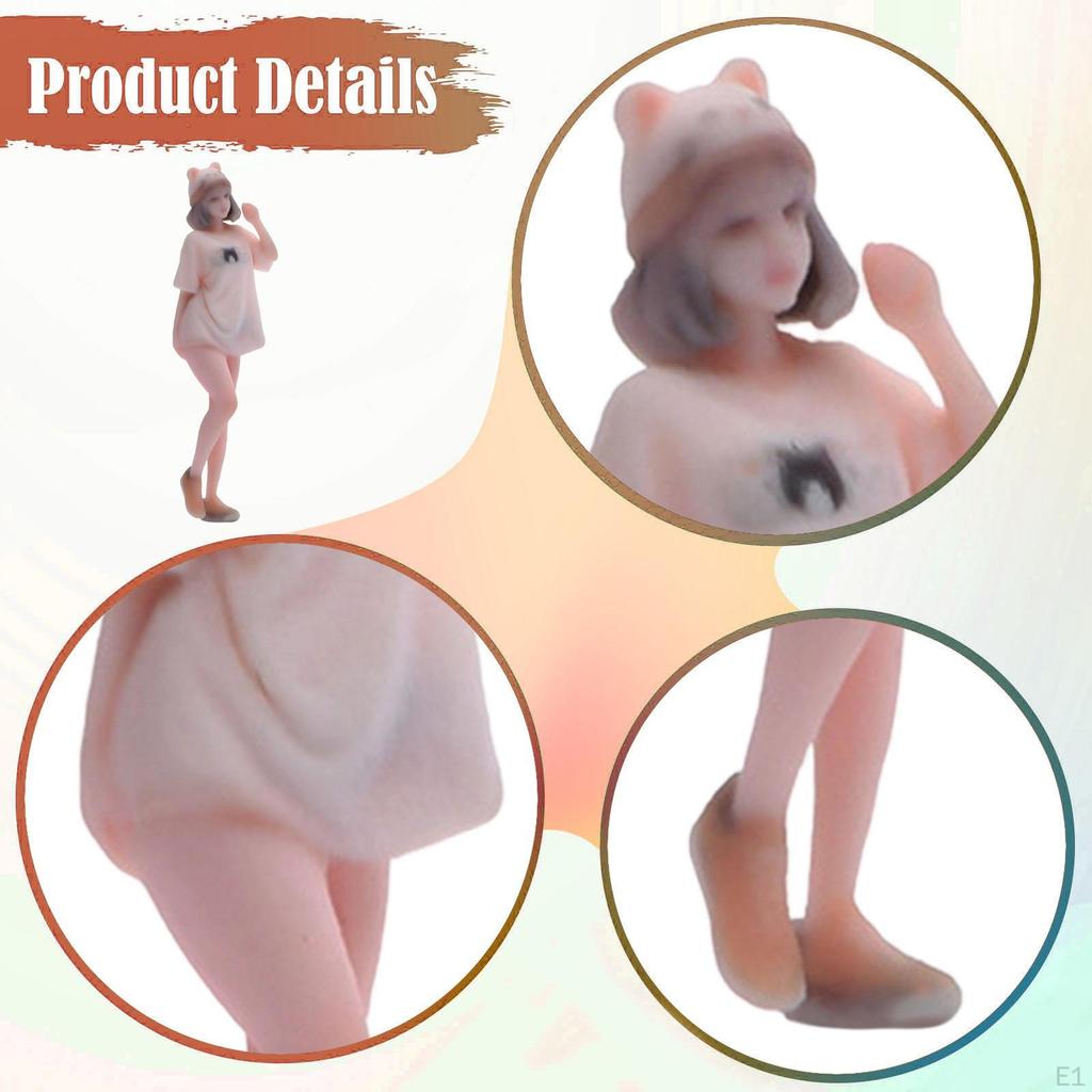 1/64 Girl Figure Movie Props Handpainted Tiny People Desktop Ornament Diorama Layout Sand Table