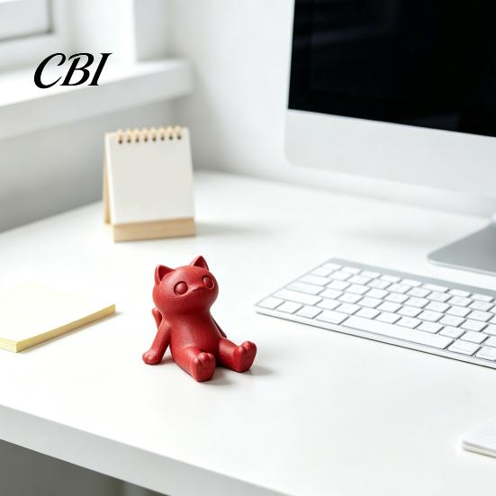 Hands Free Video Stand Cute Cat Phone Stand, 3D Printed Lying Desk Holder for Cell Stable Smartphone Tablet, Mount Home Office Decor, Gift Lovers