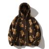 Y2k Amerikaanse Winter Retro Dames Hoodie Mode Losse Capuchon Cardigan Lange Mouwen Beer Print Pluche Warm Koppel Sweatshirt