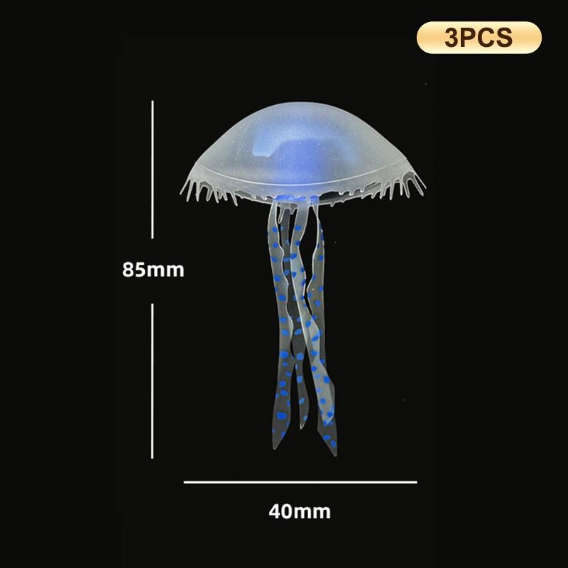 3Pcs Artificial Glowing Fluorescent Jellyfish Aquarium Decoration Fish Tank Underwater Plant Marine Aquatic Landscape Ornament