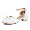 Fashion Spring Autumn Women Low Heels Mary Jane Pumps Party Wedding White Pink Beige String Bead Bow Princess Cosplay Lolita Shoes 31-48