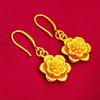 Vietnam Sand Gold Rose Flower Earrings: Fashionable and Elegant Women's Jewelry
