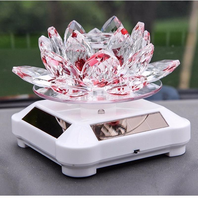 Solar-Powered Rotating Lotus Car Perfume Ornament