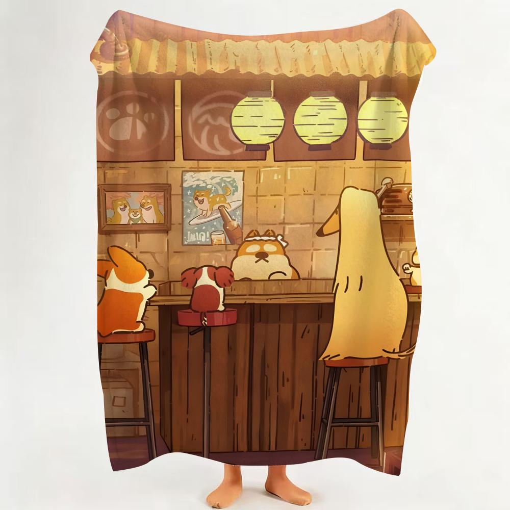 

character D Doggie C Corgi Throw Flannel Throw Blanket Suitable for Sofa Living Room Bedroom 75cmx90cm