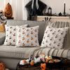 Halloweenský povlak na polštář s dýní a duchem, měkký plyšový povlak na polštář, venkovský povlak na polštář, halloweenské dekorace na verandu