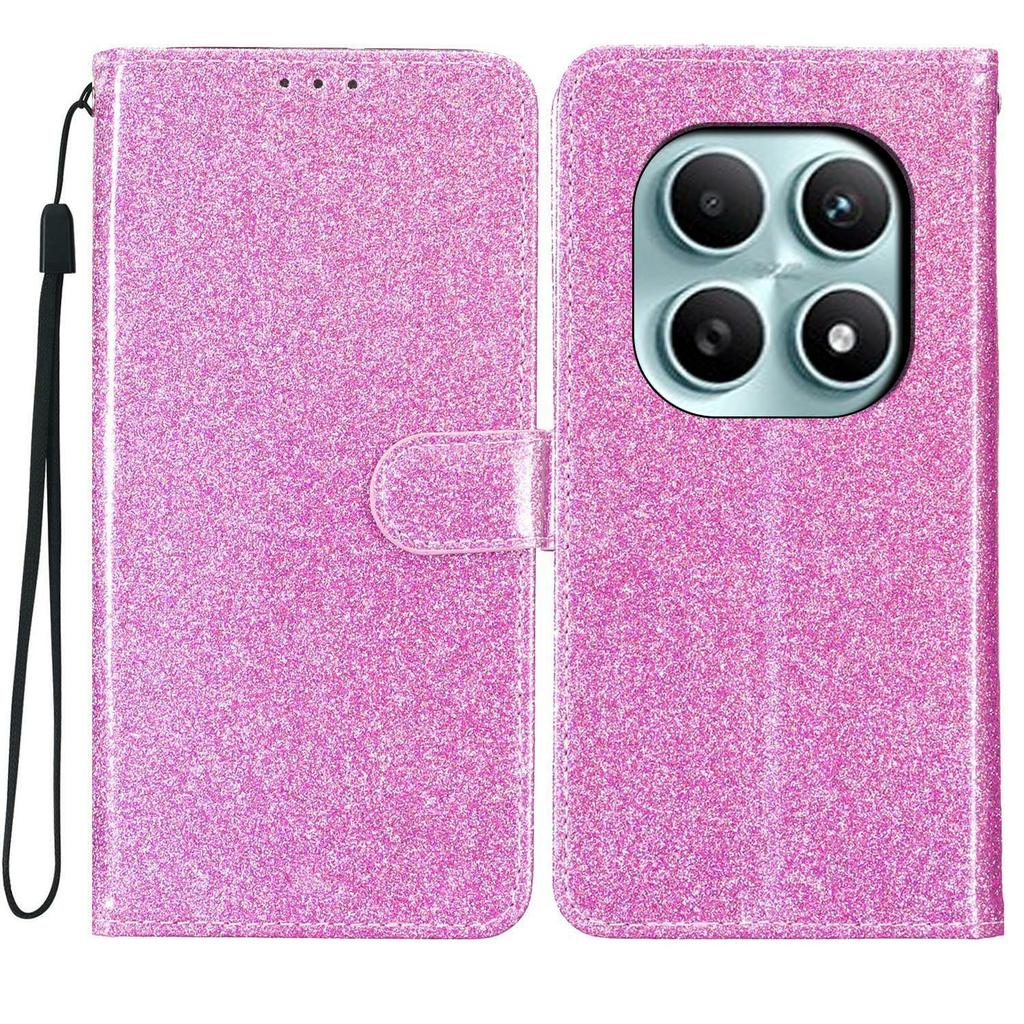 For Xiaomi Poco M8 5G/Redmi Note 15 5G (Global) Wallet Case Glitter Anti-Scratch Leather Stand Phone Cover with Strap