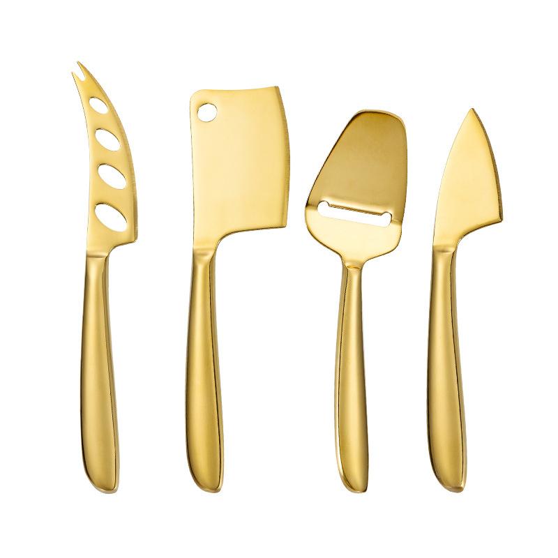 

Нож для хлеба и масла в стиле вестерн. Скребок для сыра из нержавеющей стали. Нож-терка для сыра. Многофункциональный острый нож. Квадратный нож для масла. 4PCS золотой