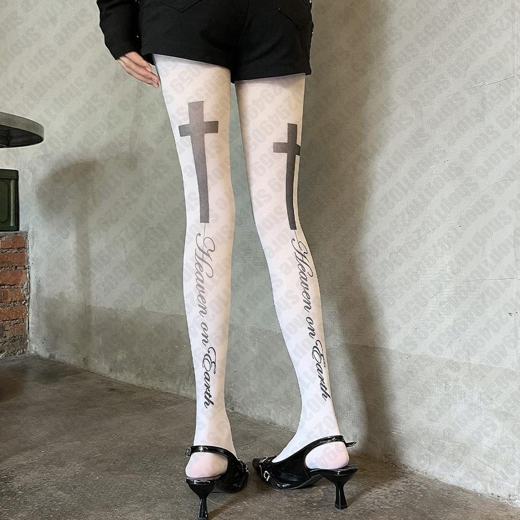 Y2K Stockings Cosplay Sexy Shoopy Knee High Socks Emo Stockings For Women Fetish Long Socks Woman Lolita Goth Pantyhose Punk