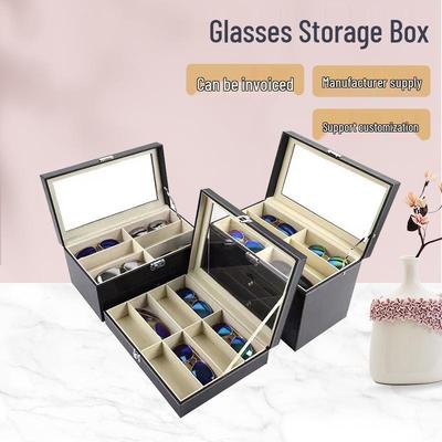 Multifunkční úložný a display box na sluneční brýle z PU kůže
