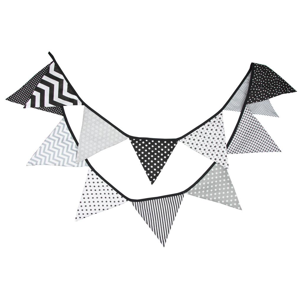 Black White Party Triangle Banner For Nursery Photos And Celebration Settings