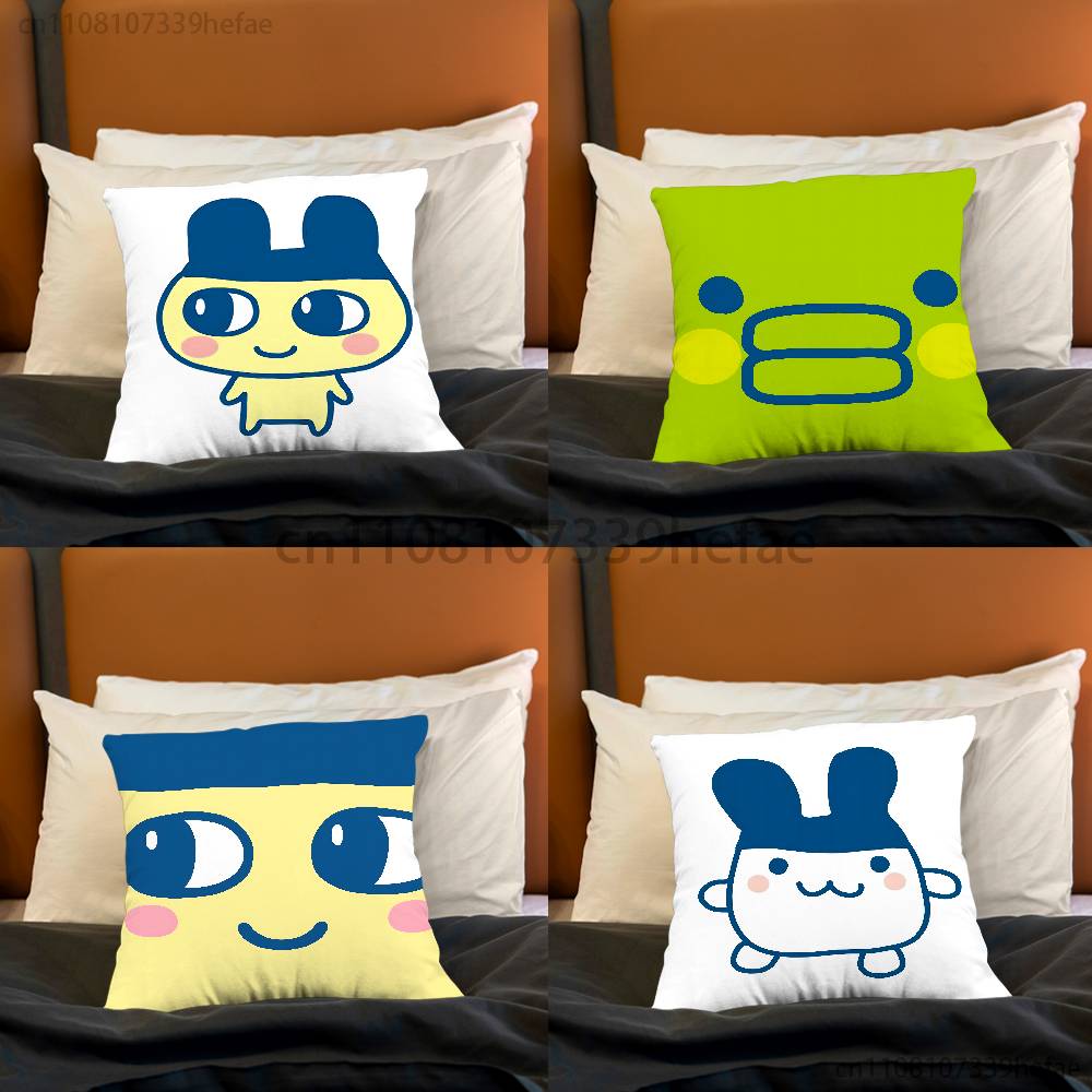 TTamagotchi MMametchi Funny Pillow Case Antidustmite Pillowcase Invisible Zipper Silky Short Plush Sofa Cushion Cover