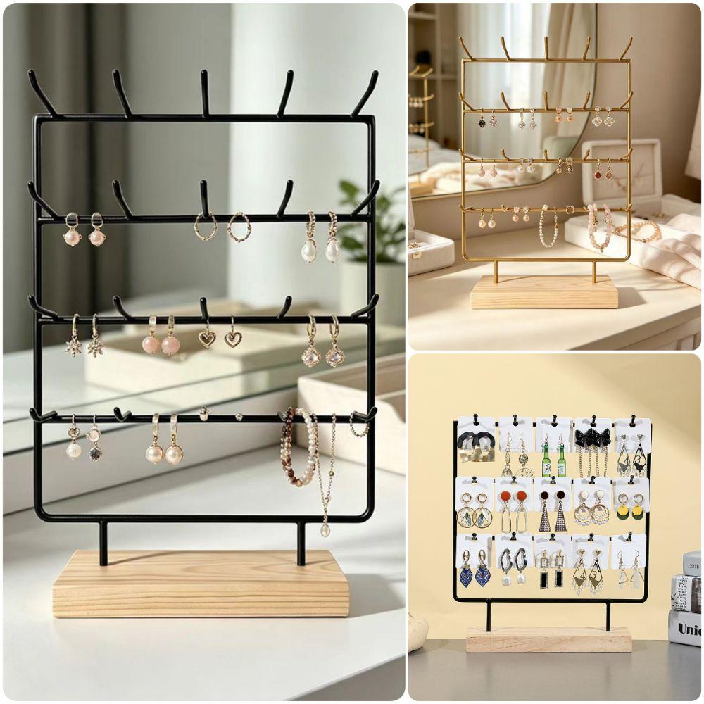 3/4 Tiers Earrings Display Stand Gold Black Necklace Bracelet Organizer  Retail Counter