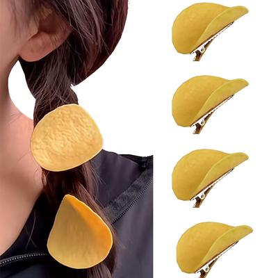 2/4/6 Piezas Divertidos Clips para el Cabello Horquilla de Patata Frita Simulada Creativo Lindo Estudiantes Pinza de Pico de Pato Clip Lateral Accesorios para el Cabello