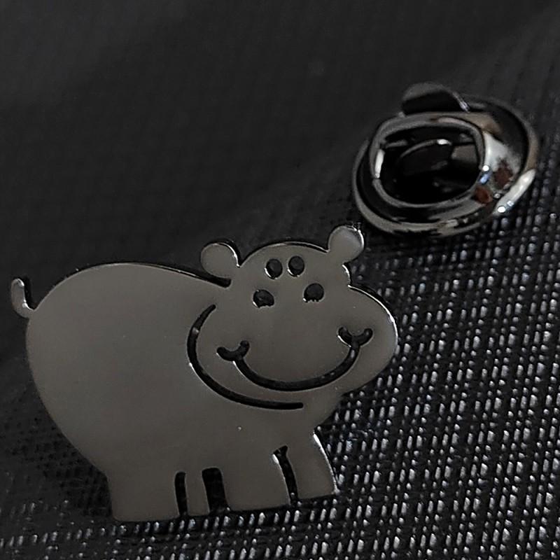 Hippopotamus Brooch Cufflinks Cute Playful Fun Internet Celebrity Style Clothing Accessories 14k