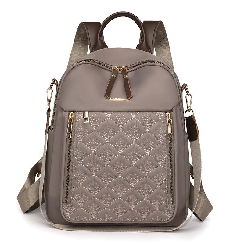 Rhombus embroidered thread backpack women s new women s backpack Korean version fashionable large-capacity anti-splashing travel backpack хаки