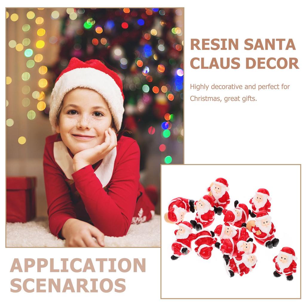 12 Pcs Mini Figurine Santa Claus Ornament Christmas Miniatures Ornaments Craft Party Supplies Resin Child Mini Craft Decor