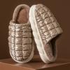 Cotton Slippers Women's Home Cotton Shoes Winter Platform Couple Down Cloth Cotton Drag Fleece Slippers