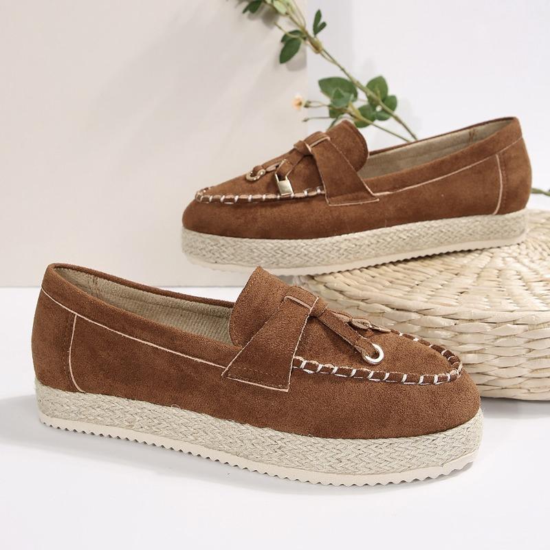 

Модные новые классические фирменные женские лоферы, модные замшевые повседневные туфли на плоской подошве с кисточками, обувь больших размеров, высококачественная женская обувь 36 коричневый