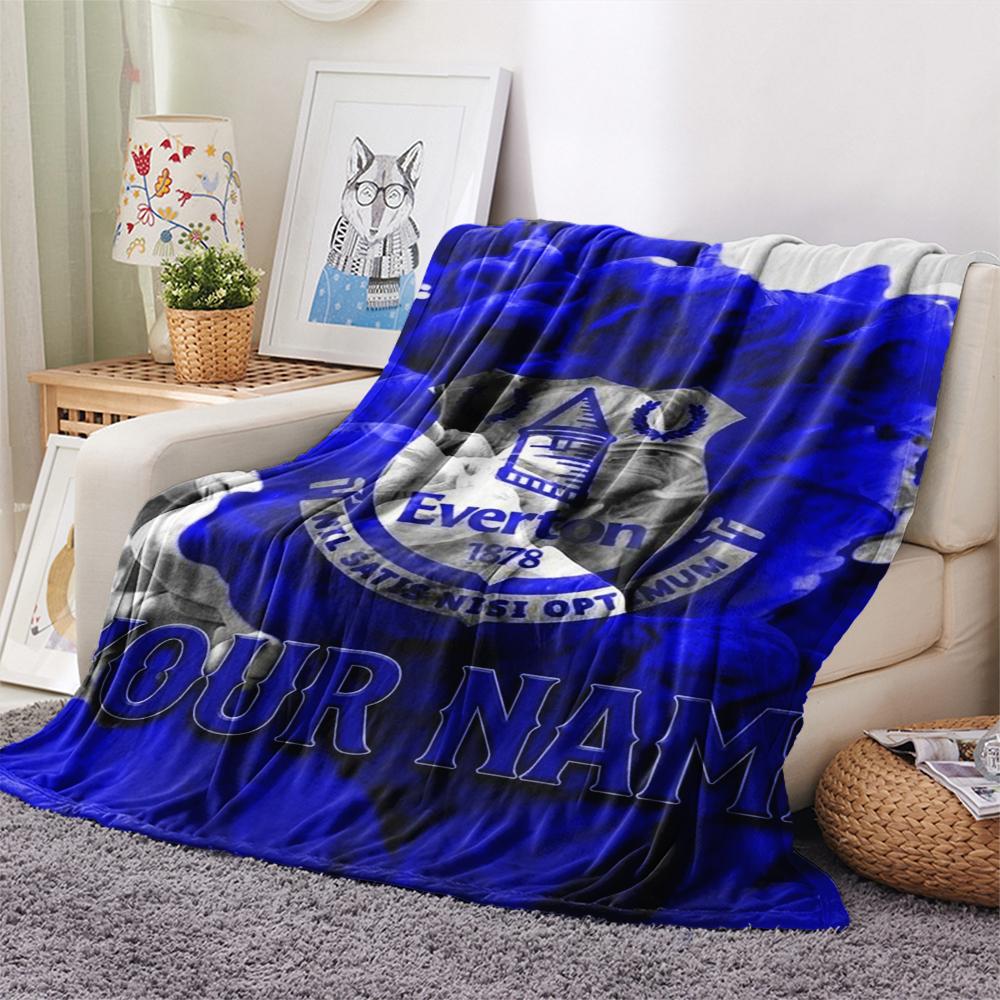 1 Stück Personalisierte Decke mit Everton FC Muster aus Flanell Geeignet für Alle Jahreszeiten für Heimdekoration Wärme und Komfort Geschenke Feiertagsgeschenk