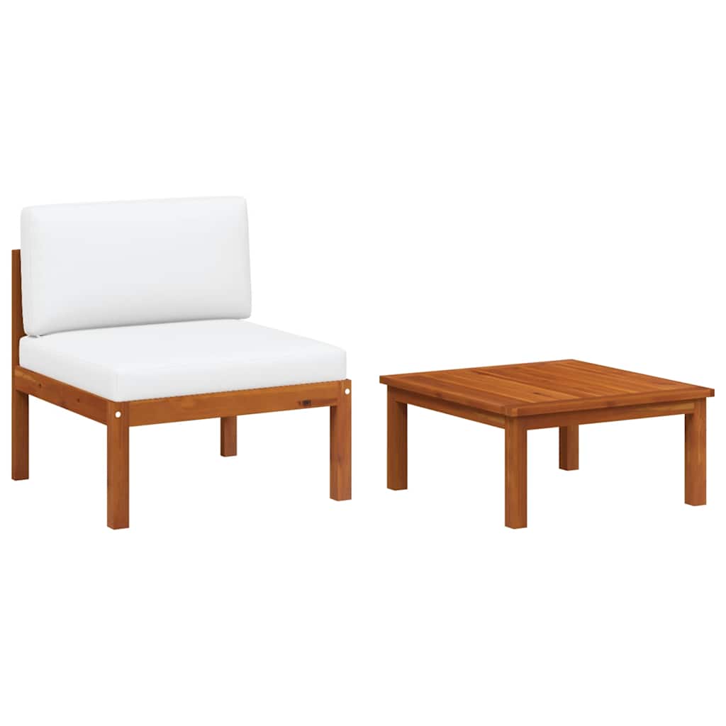 vidaXL 2-teiliges Garten-Lounge-Set mit Kissen Holz Akazie & Seil