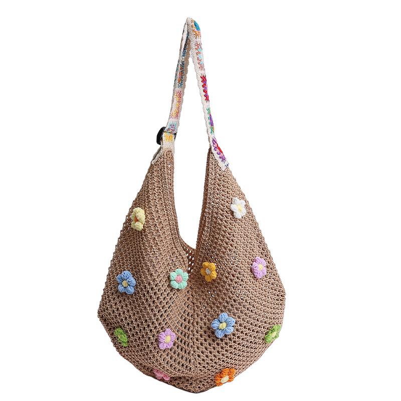 Large Capacity Hollow Knitted Bag Women's Summer 2025 New Versatile Shoulder Shopping Bag Woven Tote Bag