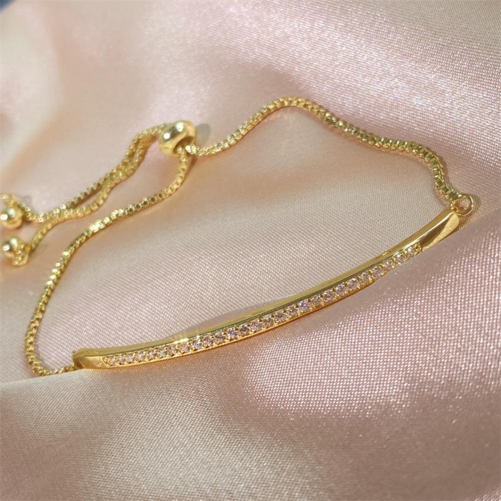 Delicate Rhinestone Bracelet Adjustable Simple Hand Bangle Elegant Crystal Bracelet  Girls