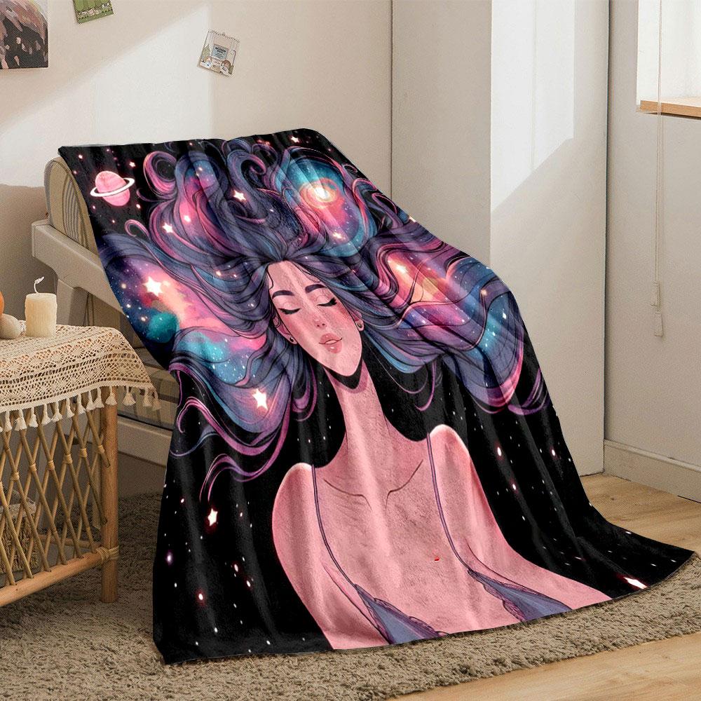 Galaxy Dreaming Girl Blanket print blanket soft and cozy perfect for the living room bed sofa or a nap,gift